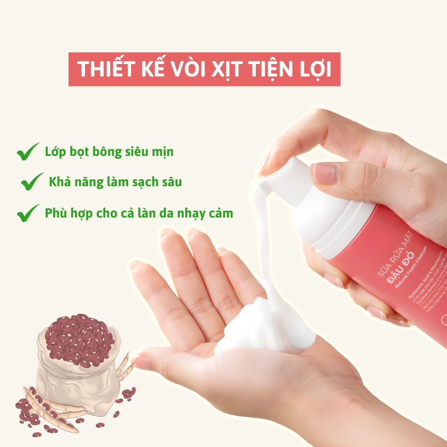 Sửa Rửa Mặt Tạo Bọt Đậu Đỏ | Verlia 150g