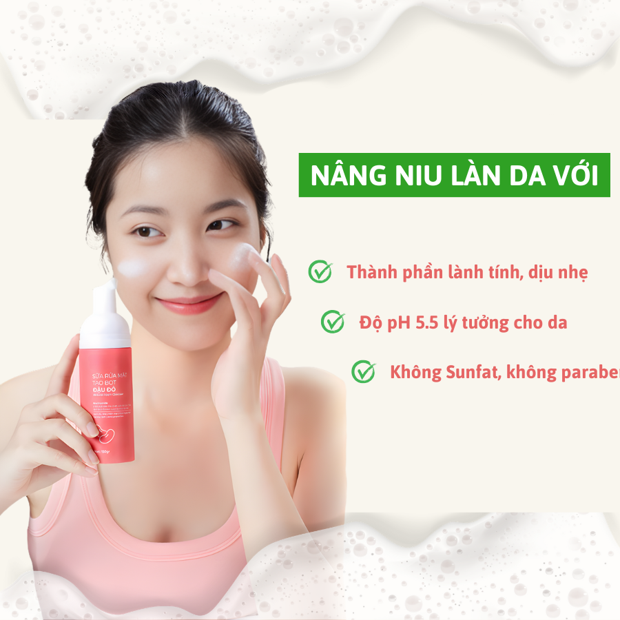 Sửa Rửa Mặt Tạo Bọt Đậu Đỏ | Verlia 150g