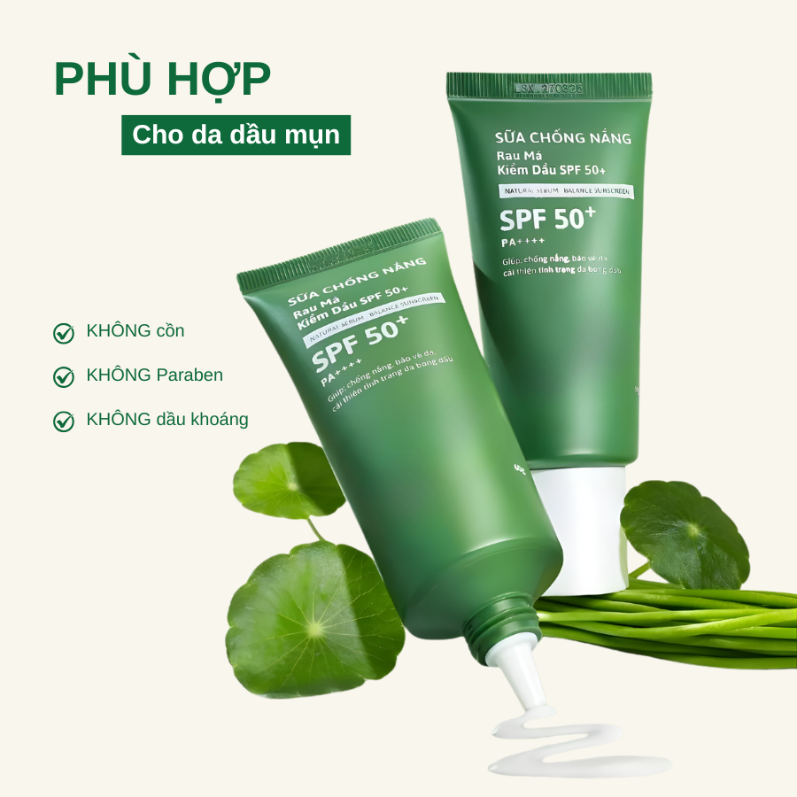 Sữa Chống Nắng Rau Má Kiềm Dầu VERLIA SPF 50+ PA++++