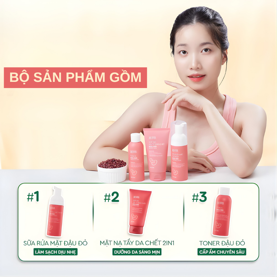 Trọn Bộ Chăm Sóc Da Chiết Xuất Đậu Đỏ | Verlia
