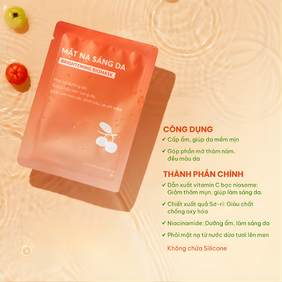 Mặt Nạ Hỗ Trợ Làm Sáng Da Sơ-ri Vitamin C | Verlia