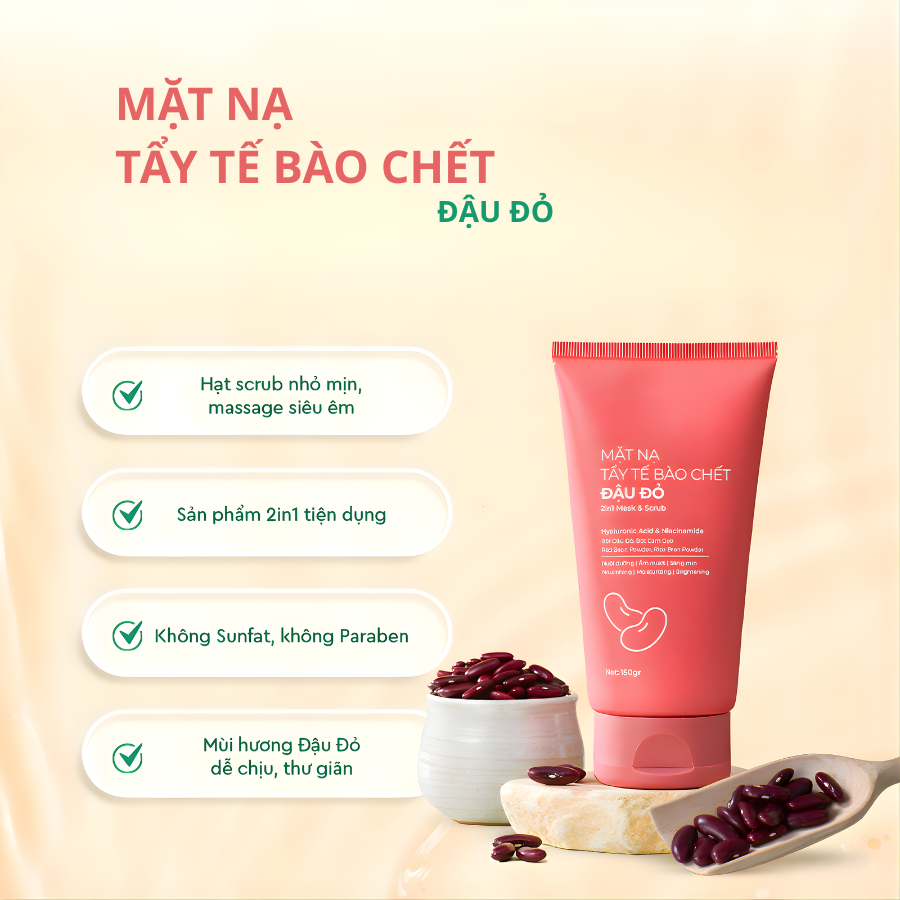 Tẩy Tế Bào Chết Đậu Đỏ Làm Sạch Da | Verlia 150g