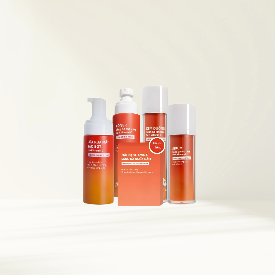 Trọn Bộ Chăm Sóc Da Chiết Xuất Sơ -ri Vitamin C Sáng Da Mờ Nám VERLIA