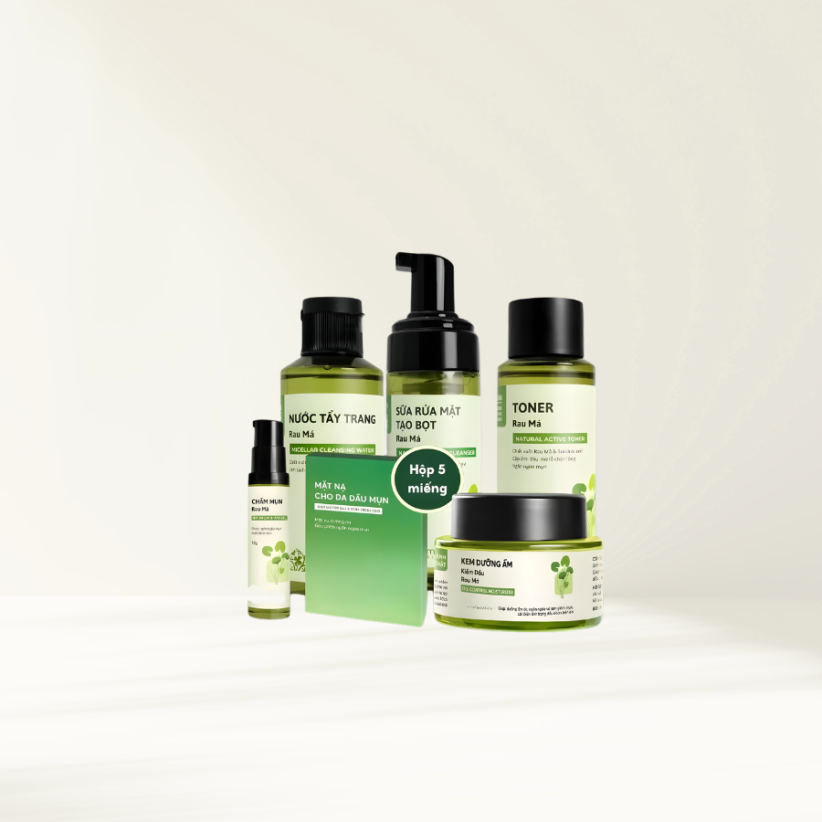 Trọn Bộ Chăm Sóc Da Chiết Xuất Rau Má Kiềm Dầu Giảm Mụn VERLIA